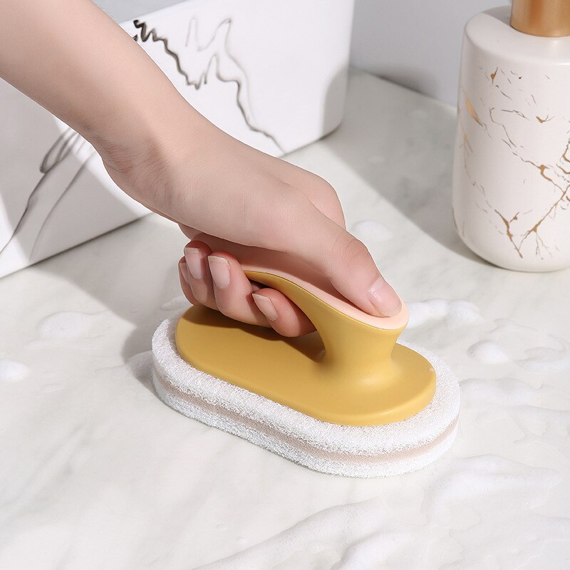 Sponge brush with handle kitchen pot and bowl brush multifunctional countertop household stove fish tank bathroom cleaning brush