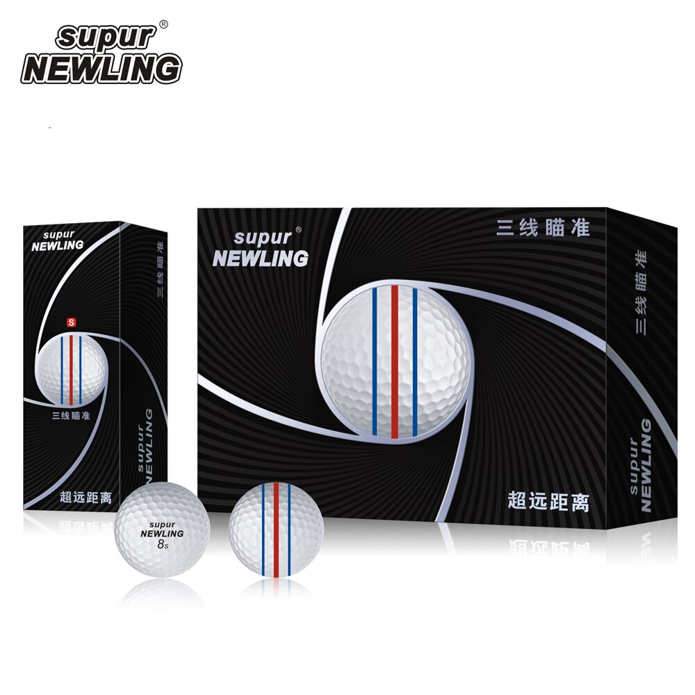 12 Stks/doos Supur Newling Golfballen 3 Putter Lijnen 3 Lagen Game Bal Supur Lange Afstand Met Originele verpakking