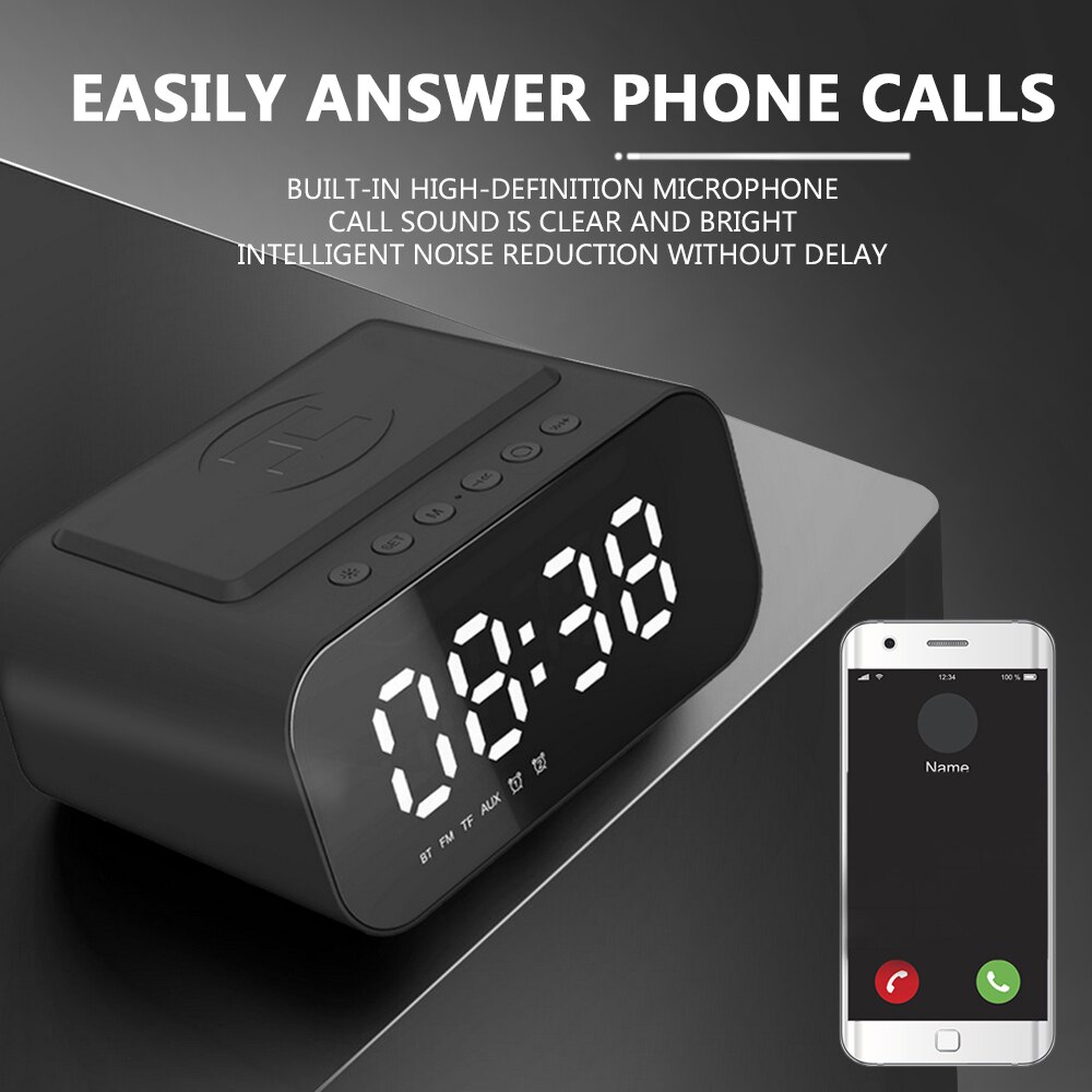 Fm Radio Desktop Clocks Wireless Charger Alarm Clock Bluetooth Speaker USB Fast Charger Home Decorations LED Smart Digital Clock
