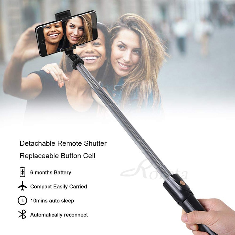 Roreta 3 In 1 Draadloze Bluetooth Selfie Stok Mini Statief Uitschuifbare Monopod Universele Pau De Palo Voor Iphone X 8 7 6S Samsung