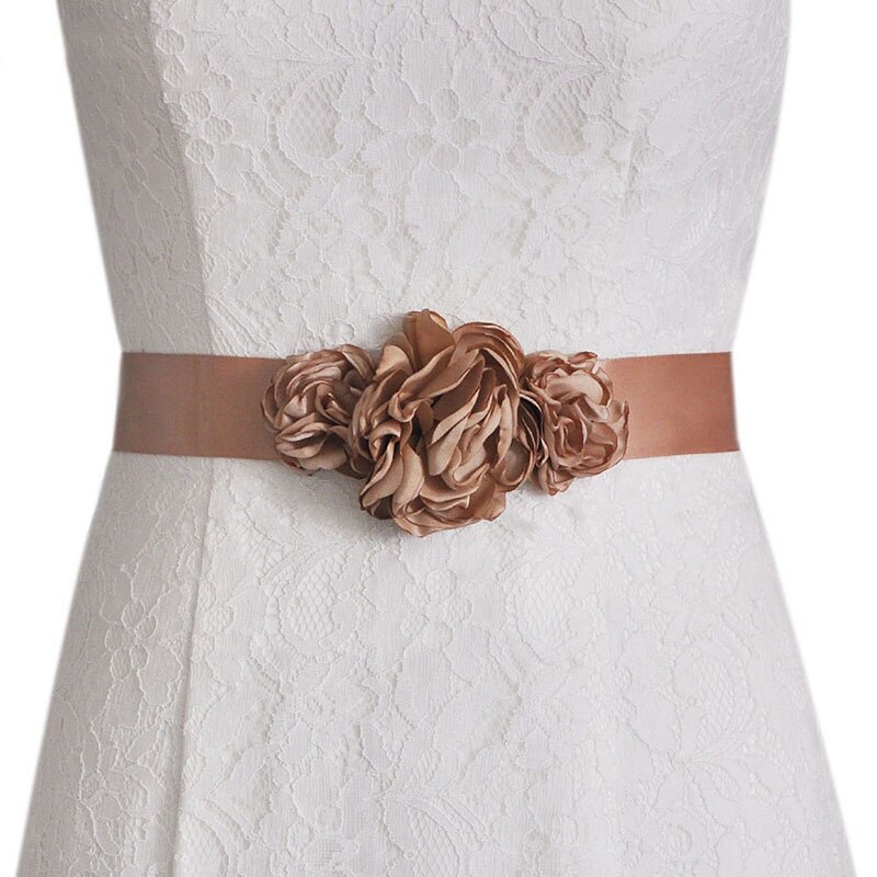 Noble Women Flower Belt Sash Belt Wedding Bride Bridesmaid Belt Bridal Dress Belt Wedding Flower Belt For Girl Party: champagne