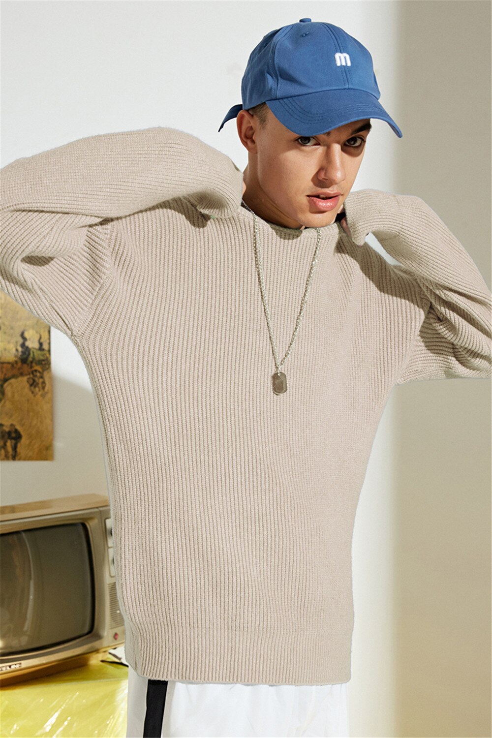 Raibaallu Men's Pullover - Oversize Long Sleeve Knitwear Top - Autumn Collection