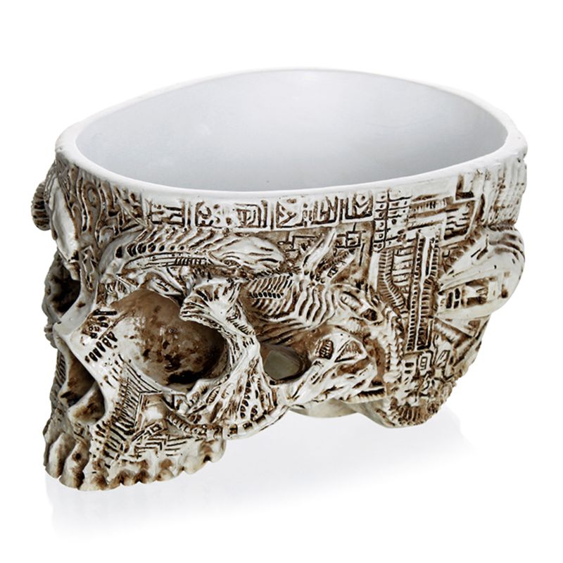 3 Styles Hand Carved Human Skull Flower Pot Vase Bowl Succulent Plant Planter Container Garden Home Halloween Decor