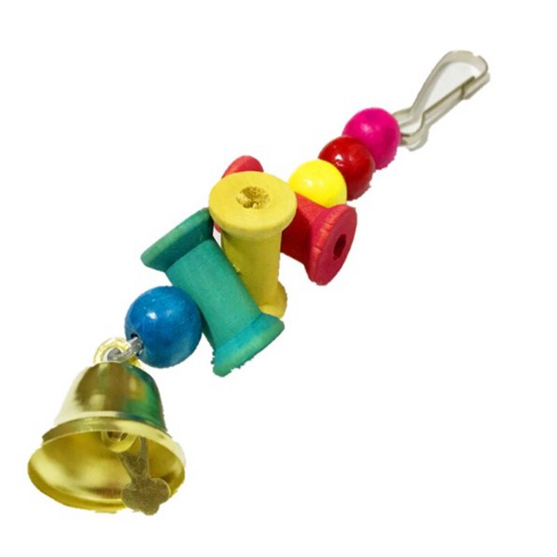 8Pcs Bird Toys Pet Parrot Chew Toys Wooden Swing Bell Hanging Toy Stand Budgie Parakeet Bird Cage Home Decoration CWJWJ90a-1: 1pc 3x16cm