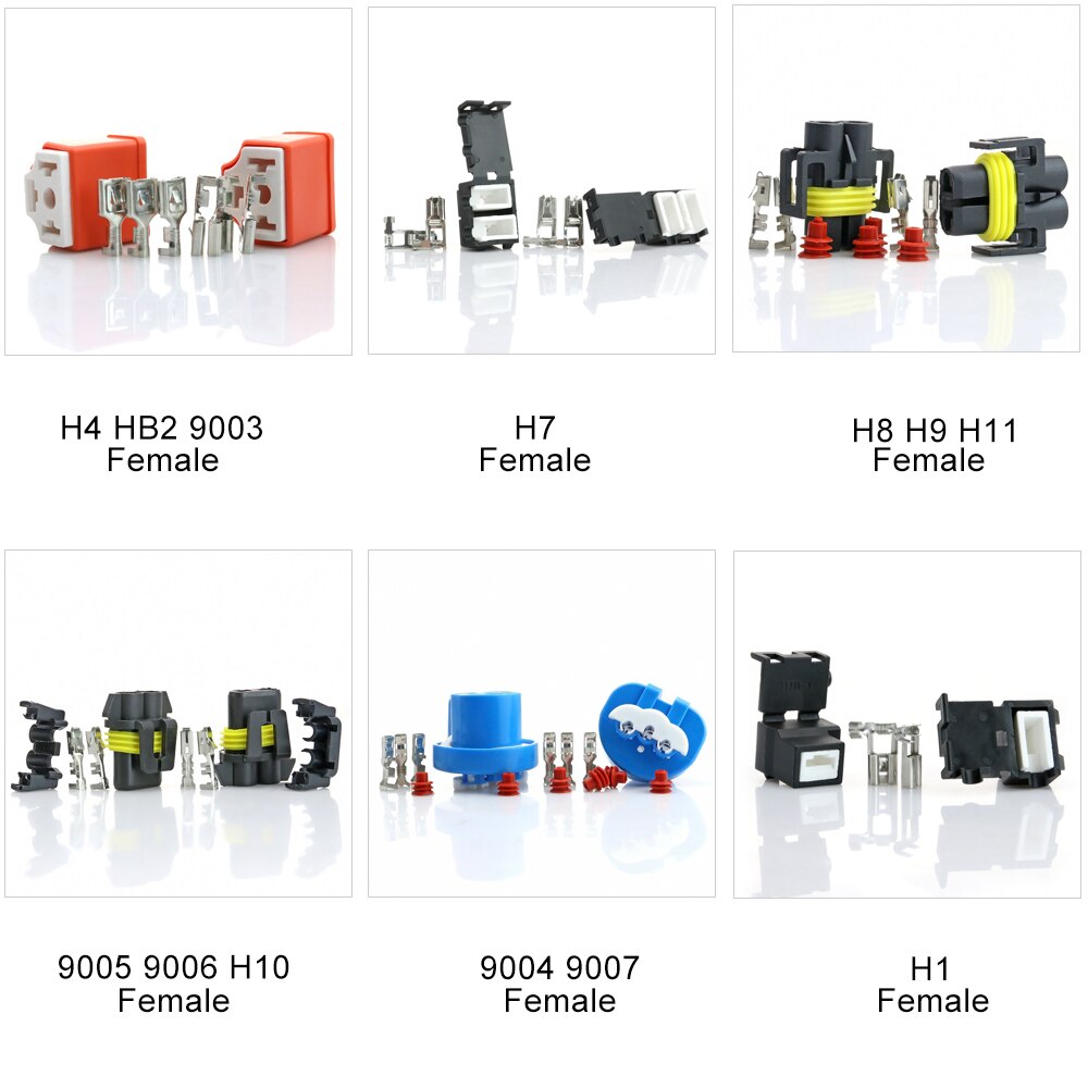 H4 9003 HB2 Keramische Vrouwelijke Socket Adapter Lamp Holder Mannelijke Koplamp Connector H1 H7 H8 H11 9005 9006 Lamp Plug hid Amp Terminal: Female / H4
