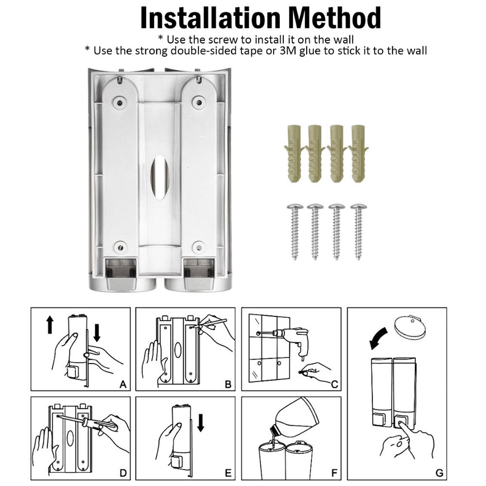 Enkele/dubbele 400ml zeepdispenser wandmontage douche bad shampoo dispenser vloeibare zeep container badkamer toilet accessoires