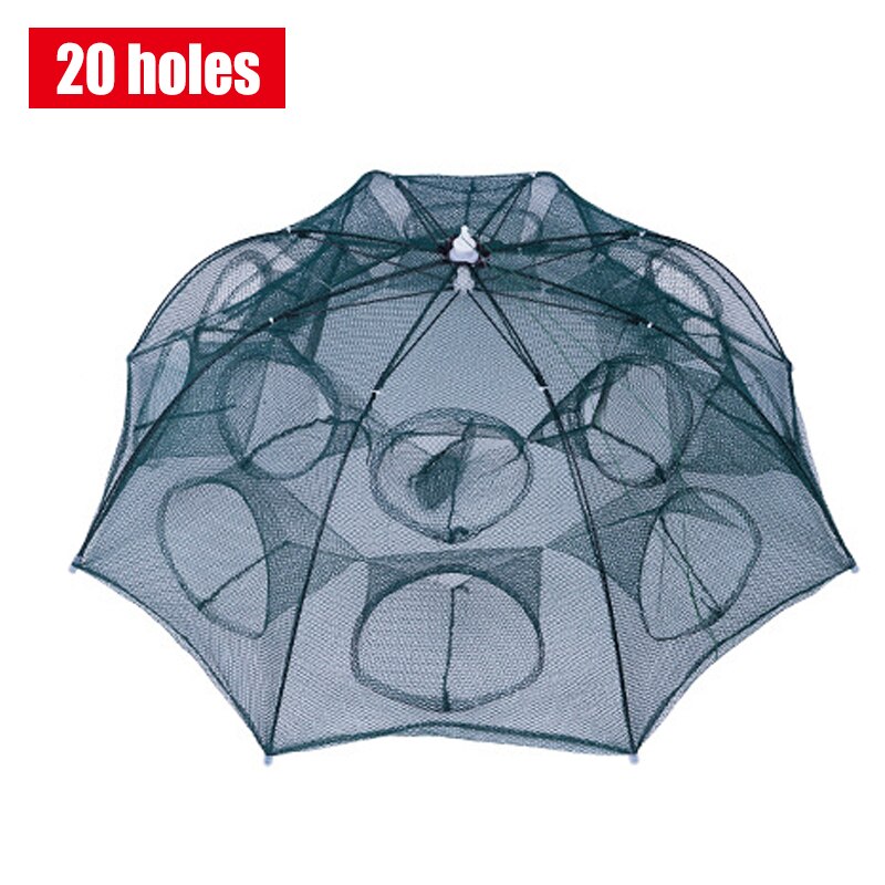 Holes Folded Portable Hexagon Fishing Net Crayfish Fish Automatic Trap For Crayfish Shrimp Carp Catcher Cages Mesh Nets X88G: 20 holes