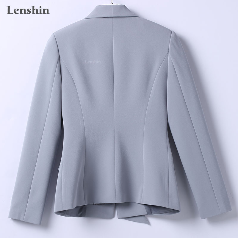 Women Grey Linear Detailed Single Breasted Formal Pantsuit
