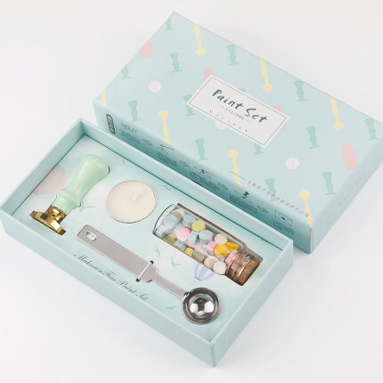 Macaron farve voksforsegling voks partikel sæt brand maling voks boks fødselsdag segl kuvertstempel bryllupsinvitation voks segl stempel: Matcha grøn