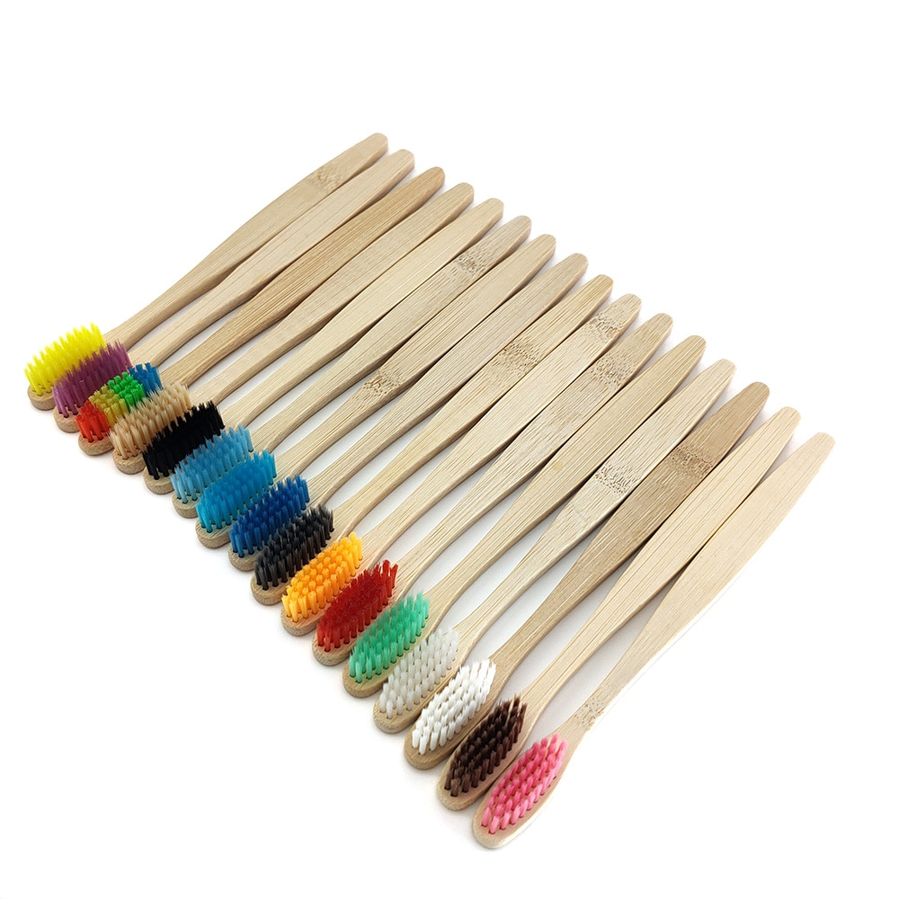 12Pcs Bamboo Toothbrush Eco friendly soft Healthy oral care adults tooth brush mixed color Wood Handle Toothbrush