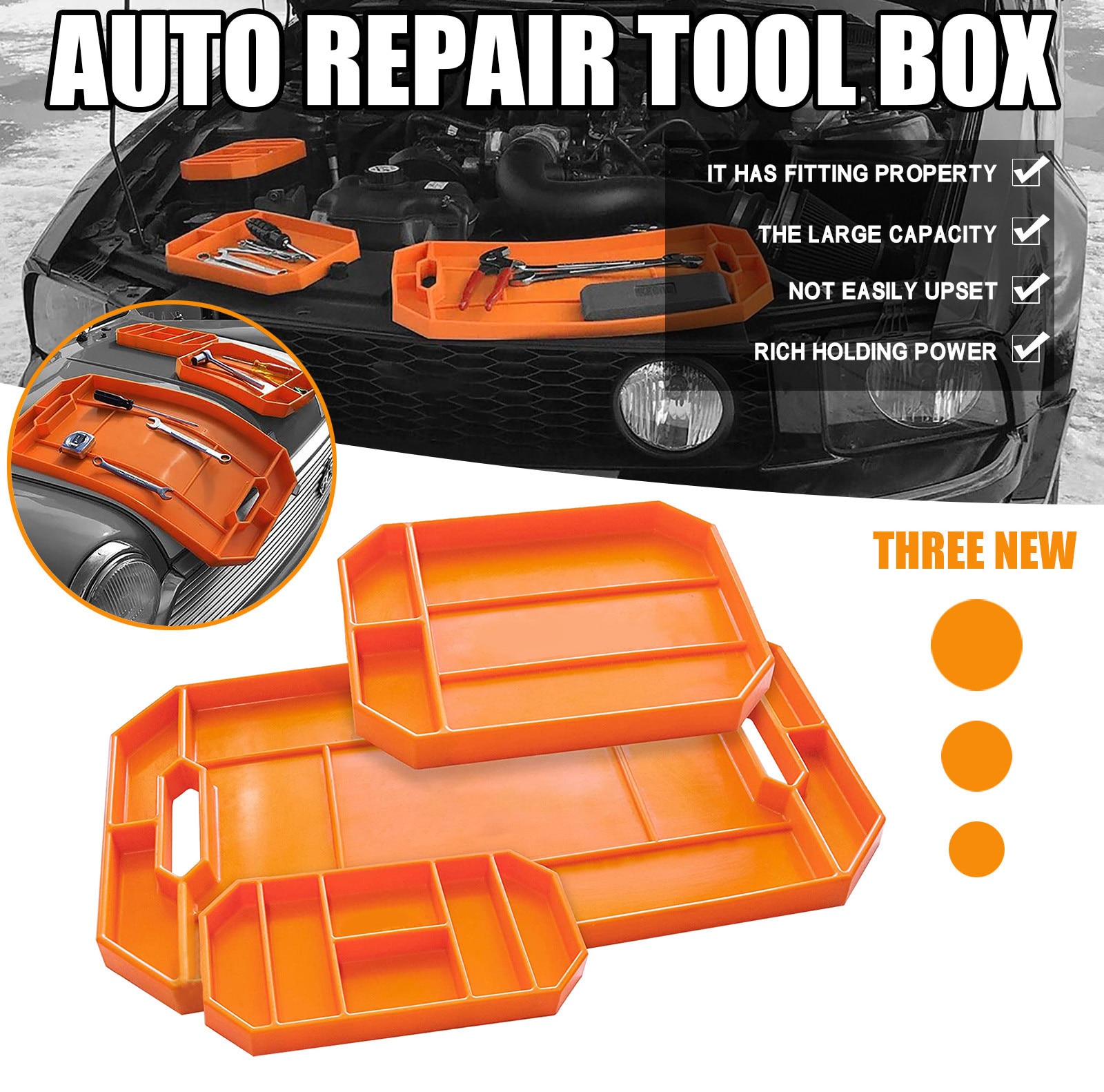 Automotive Non-slip Flexible Tool Holder Box Organizer Tray Nonslip Ultra Durabl Car Tools Storage Tray