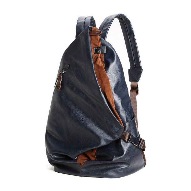 Men Backpack PU Leather Backpack Male Laptop Backpack Leather Bag Black Teenager School Mochila Travel Backpack