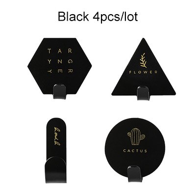 Minimalist Key Hook Kids Wall Coat Hanger Letter Rack Geometric Key Holder Self-adhesive Stand Home Decoraction 4pcs: black 4pcs