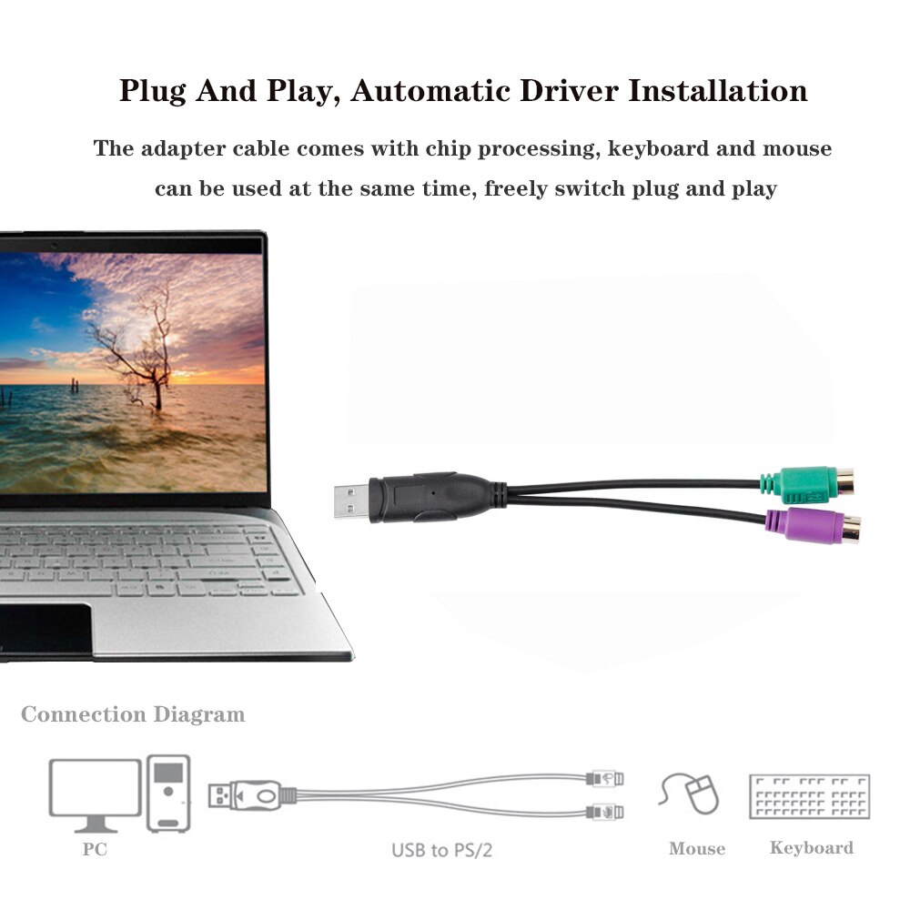 Usb Male Naar 6Pin 6 Pin PS2 Voor Ps/2 Verlengkabel Y Splitter Adapter Connector Voor toetsenbord Muis Scanner