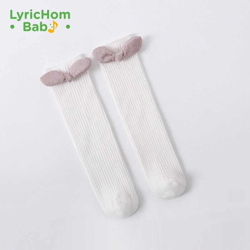 Lyrichom Baby Kinderen Sokken En Najaar Stijl Sokken Voor Meisjes Solid Prinses Strik Kousen Knie Sokken Meisje: cotton socks  1 / M (5-8 years) 35cm