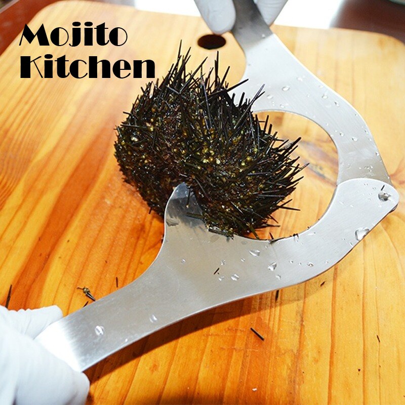 Herramienta de rotura de concha de erizo de mar, tijeras de acero inoxidable, herramienta de corte de concha que ahorra trabajo, apertura en forma de A, de gancho, erizo de mar