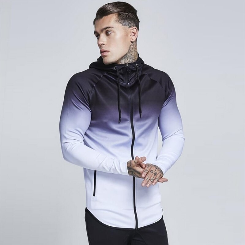Joggingjacka för herrficka med dragkedja sportjacka utomhus fitness löpning lös jacka jacka: 2 / Xl