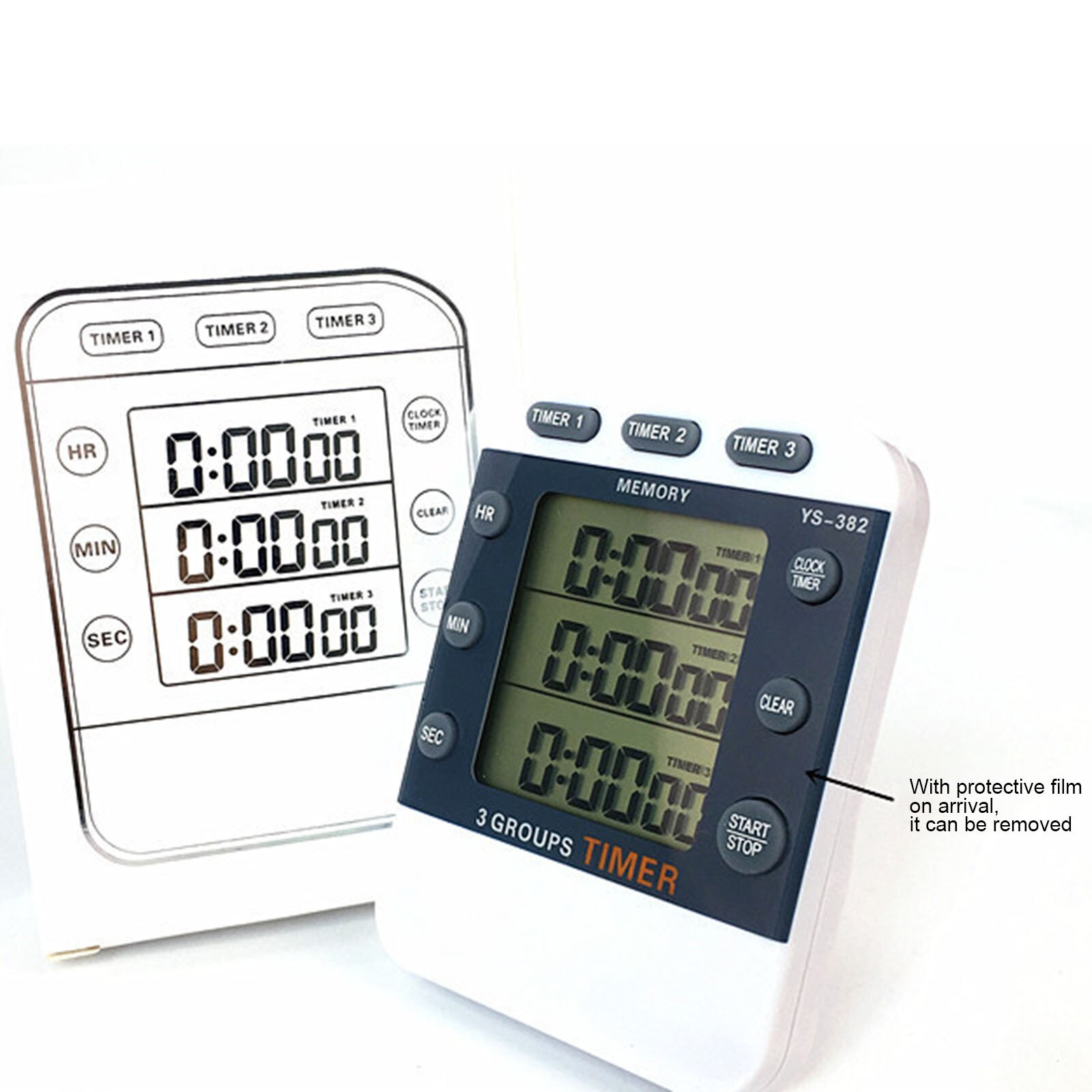 Cooking Timer Three-channel Timer Digital Alarm Clock Count Up And Down Large Screen Clear Display LCD Display Digital Timer