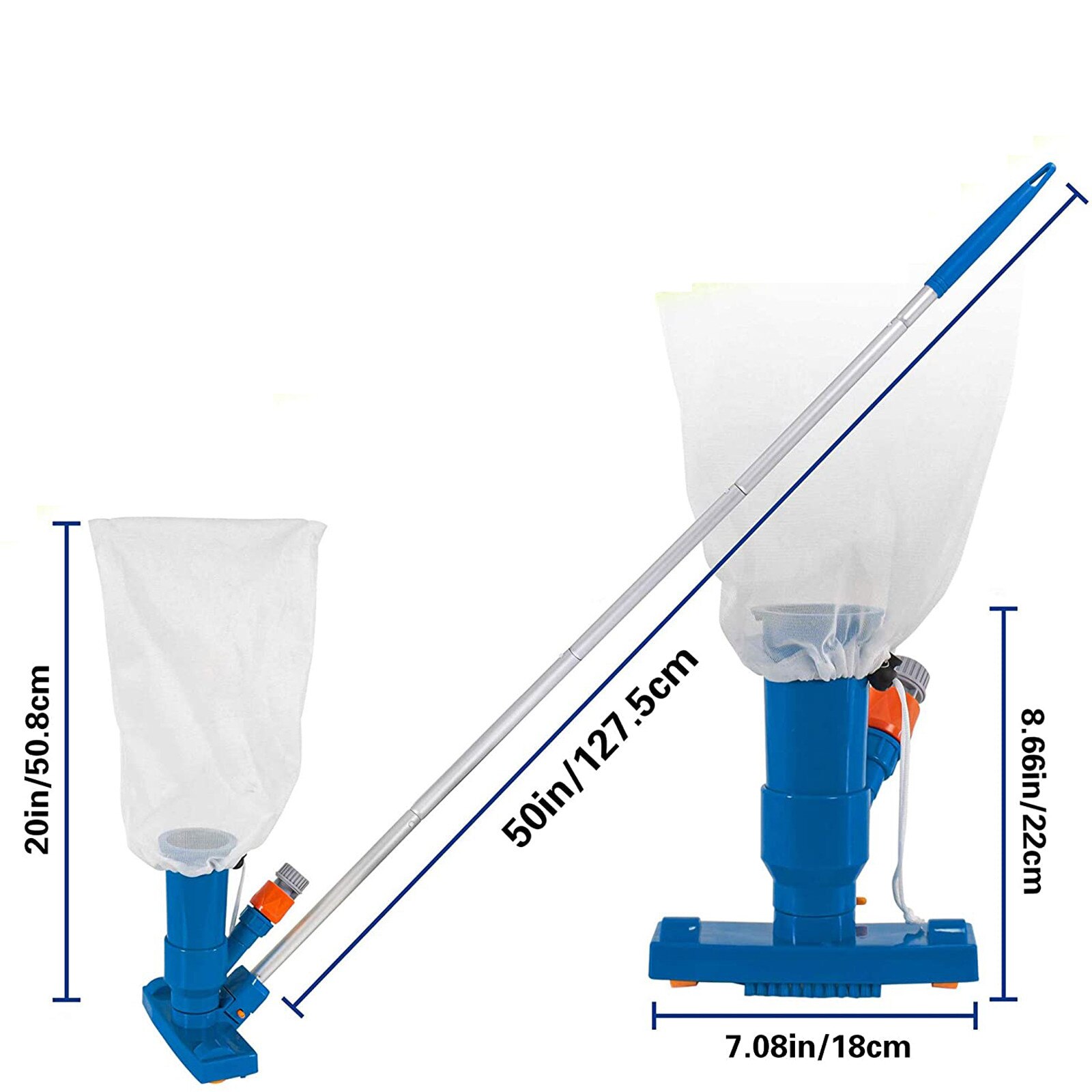 Portable Pool Vacuum Cleaner Handheld Pool & Spa Vacuum Cleaner Underwater Cleaner with Brush 5 Section 50 "Bag Pole Pools