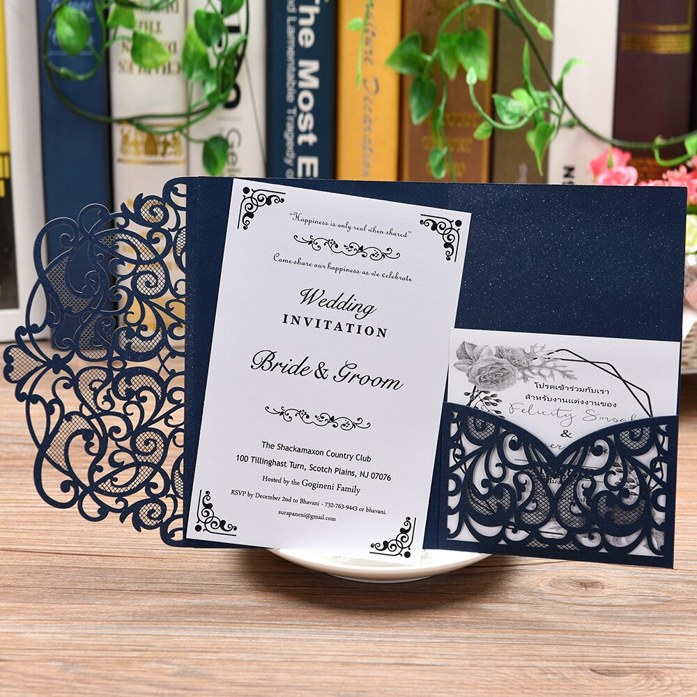 Pearl Paper Wedding Cards with Blank Inner Sheet 10PCS Invitations Cards For Wedding Birthday Wedding Invitations Cards