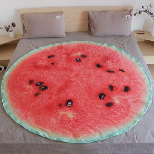 Quirky Indian Flying Pancake Blanket Watermelon and Cabbage Print Warm Flannel Blanket for Air Conditioned Rooms Throw Blanket: 240x170cm / VIOLET/紫罗兰