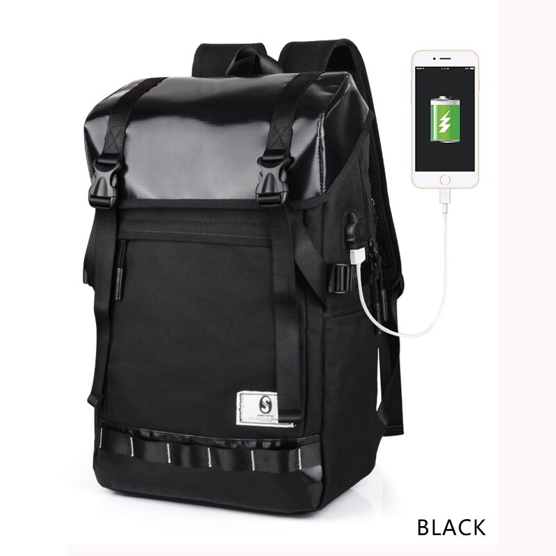 Backpack Anti theft 15.6/17 Inch Laptop Bag Male Backpack Waterproof Backbag Large School Mochila Cool Bag PRAJNA: Black