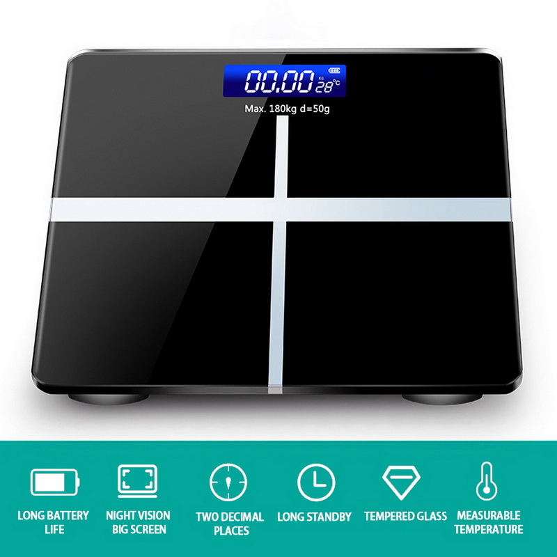 Gulv krop skala glas smarte elektroniske vægte usb opladning lcd display krop, der vejer hjem digital vægt skala: 3