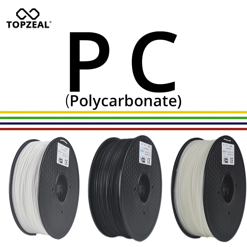 TOPZEAL PC Filament 3D Printing Material 1KG 1.75mm PC Plastic for 3D Printer Dimensional Accuracy +/- 0.02mm