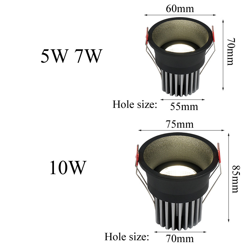 Dimbare COB Verzonken Downlight 5W 7W 10W Spot Plafond Armaturen LED Lamp Verzonken in Muur Down Light verlichting Lampen