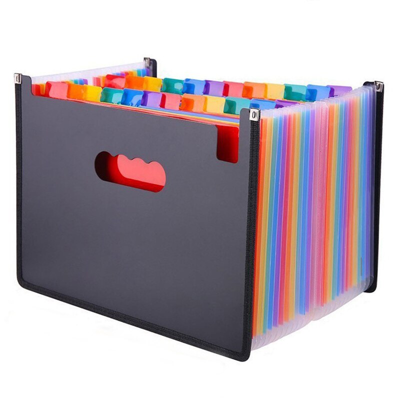 24 Pockets Expanding File Folder A4 Large Plastic Expandable File Organizers Standing Accordions Folder Carpeta Archivador
