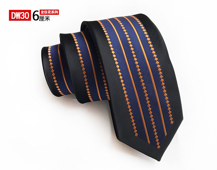 6cm Striped Narrow Ties For Men F tie Wedding Suit Gravata Black Polyester Cravat Necktie Party Business Neck Tie: DW30