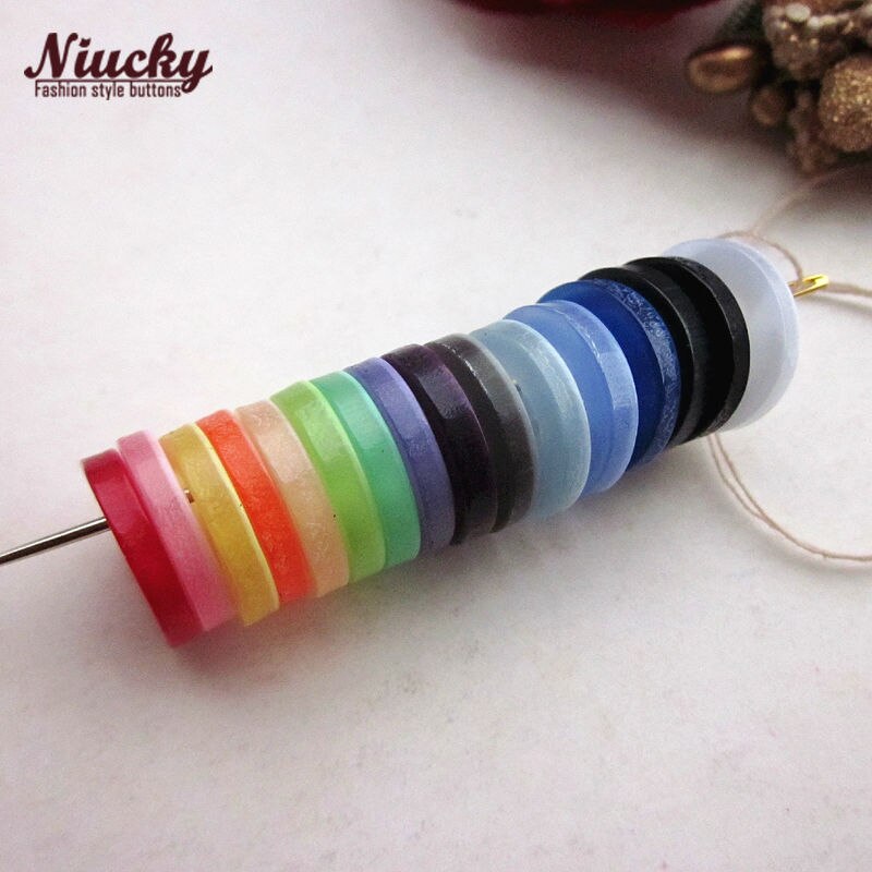 Niucky 11mm 4 gaten platte rand 16 kleuren kleurrijke ripple shirt button voor naaien diy craft accessoires levert R0201-044