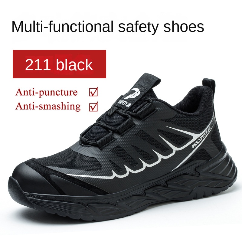 Men's Rotating Button Safety Shoes Steel Toe Work Sneakers Indestructible Shoes Puncture-Proof work Boots Air Cushion Men Boots: 42 / Yellow