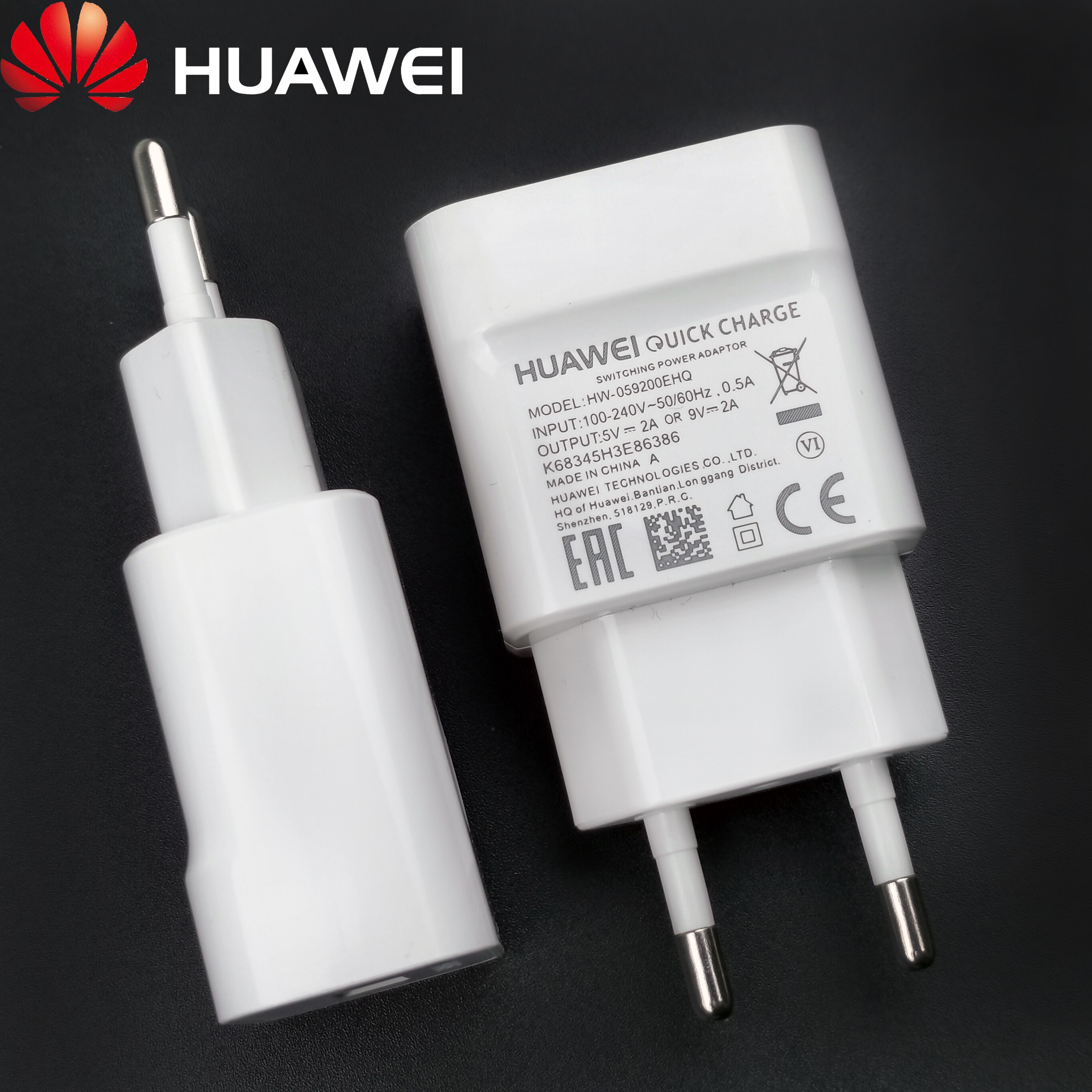 Huawei companheiro Original 20 lite adaptador de carregamento QC2.0 9v 2a ue carregador rápido rápido para Huawei P30 lite P20 lite P10 P9 honor 8x9 8