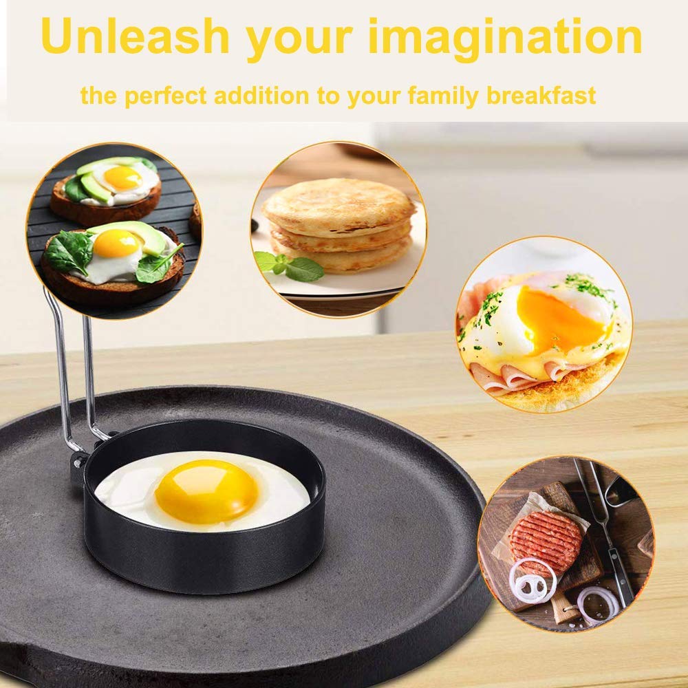 2 Pcs Egg Ring Circles Egg Cooker Rings Stainless Steel Non-Stick Round Egg Mold Fried Egg Shaper