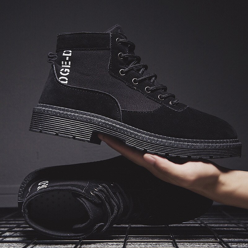 men casual shoes hip hop pu leather Desert boots Locomotive boots Outdoor sports travel shoes: Black / 40