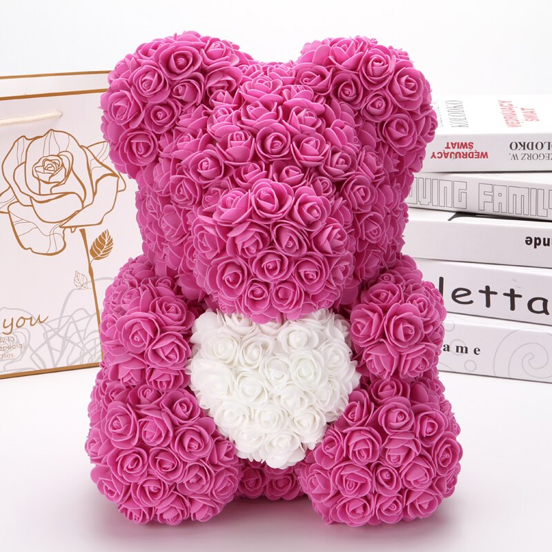 Bamse af roser valentinsdag boligdekoration tilbehør bryllup dekorative blomster jul kæreste: 29 40cm med hjerte