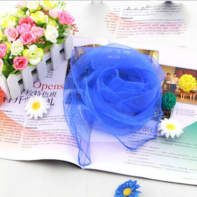 Sparsil Vrouwen Zomer Lente Transparante Vierkante Sjaal Effen Kleur Hoofd Dragen Dunne Chiffon Sjaals Mode Organza Wraps70cm * 70Cm: Diamond bBlue