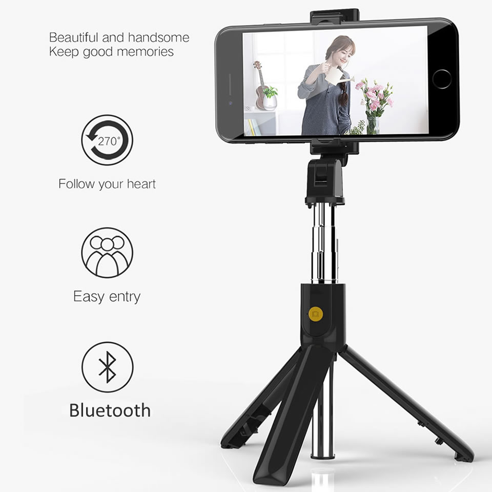 ELECTOP 3 in 1 Wireless Bluetooth Selfie Stick for iphone/Android Foldable Handheld Monopod Shutter Remote Extendable Tripod