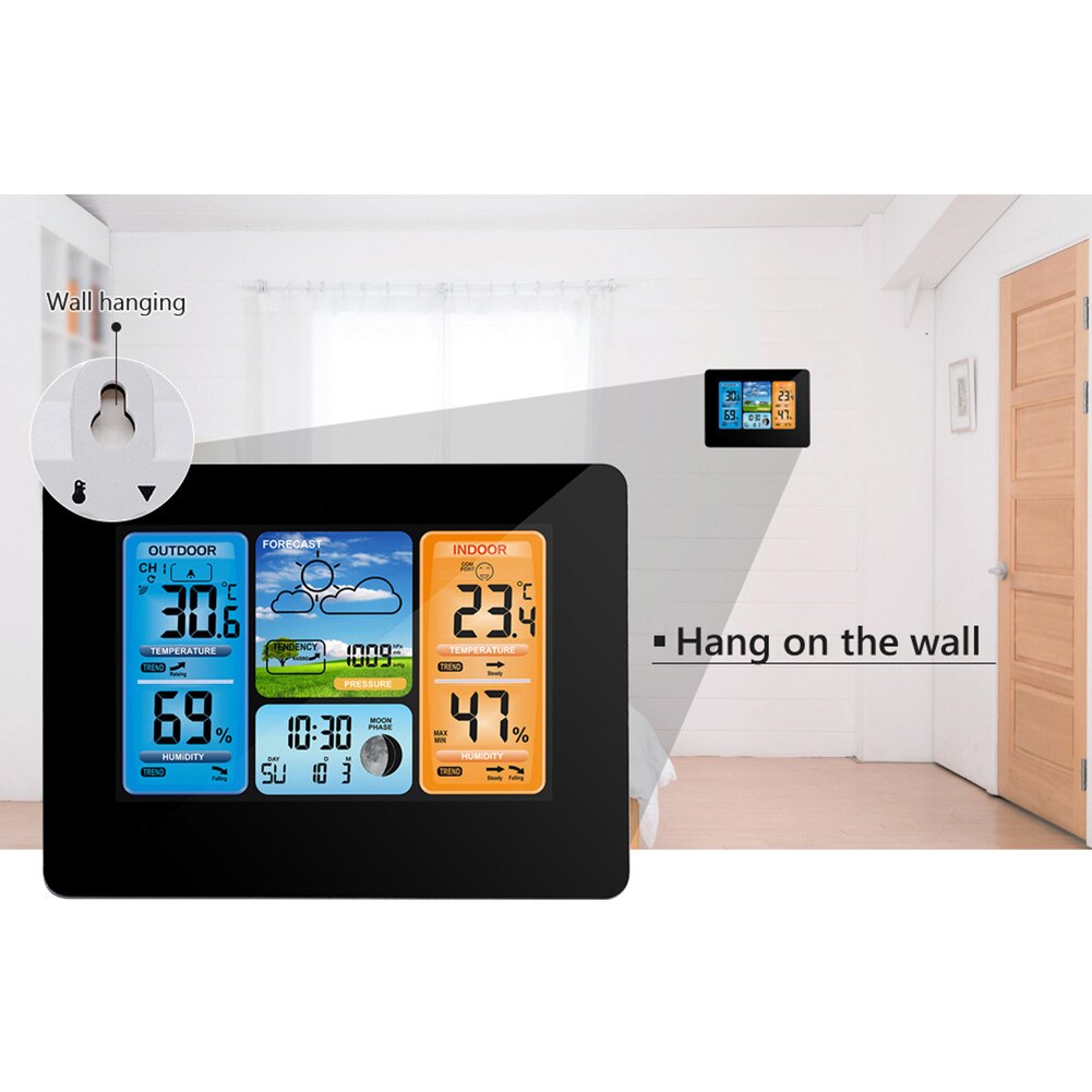 Multifunctional Digital Weather Alarm Clock LCD Wireless Calendar Thermometer Forecast Station Clock For Indoor Outdoor US Plug