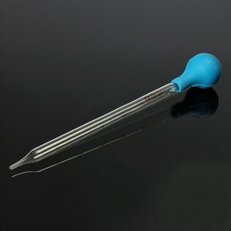1Pc Rubber Head Glass Dropper Glass Pipette Lab Dropper Pipet With Scale Line Blue&Transparent 10ml
