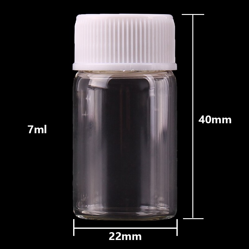 5ml 6ml 7ml 10ml 14ml Mini Clear Glass Bottles with White Plastic Screw Cap Empty Spice Bottles Jars DIY Crafts Vials: 7ml