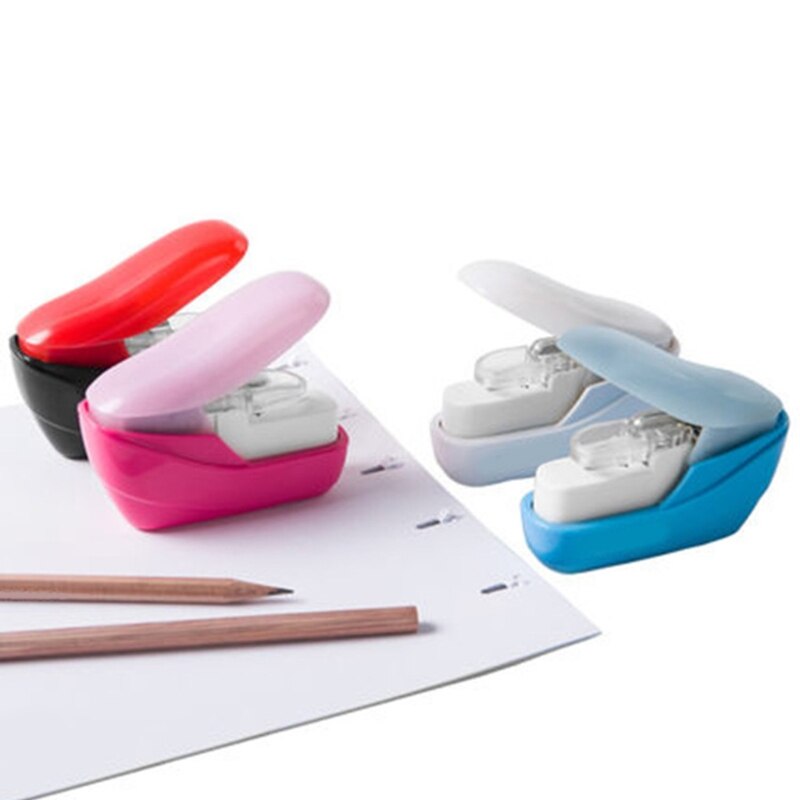 Color Stapleless Stapler Book Paper Stapling Stapler Mini Portable No Staples School Office Supplies