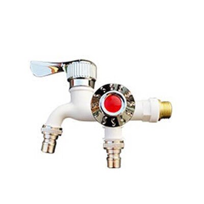 Keuken Badkamer Dual Control Kraan Dual-Gebruik Wastafelkranen Slang Splitter Een Op De Twee Besproeien Connector Distributeur: White