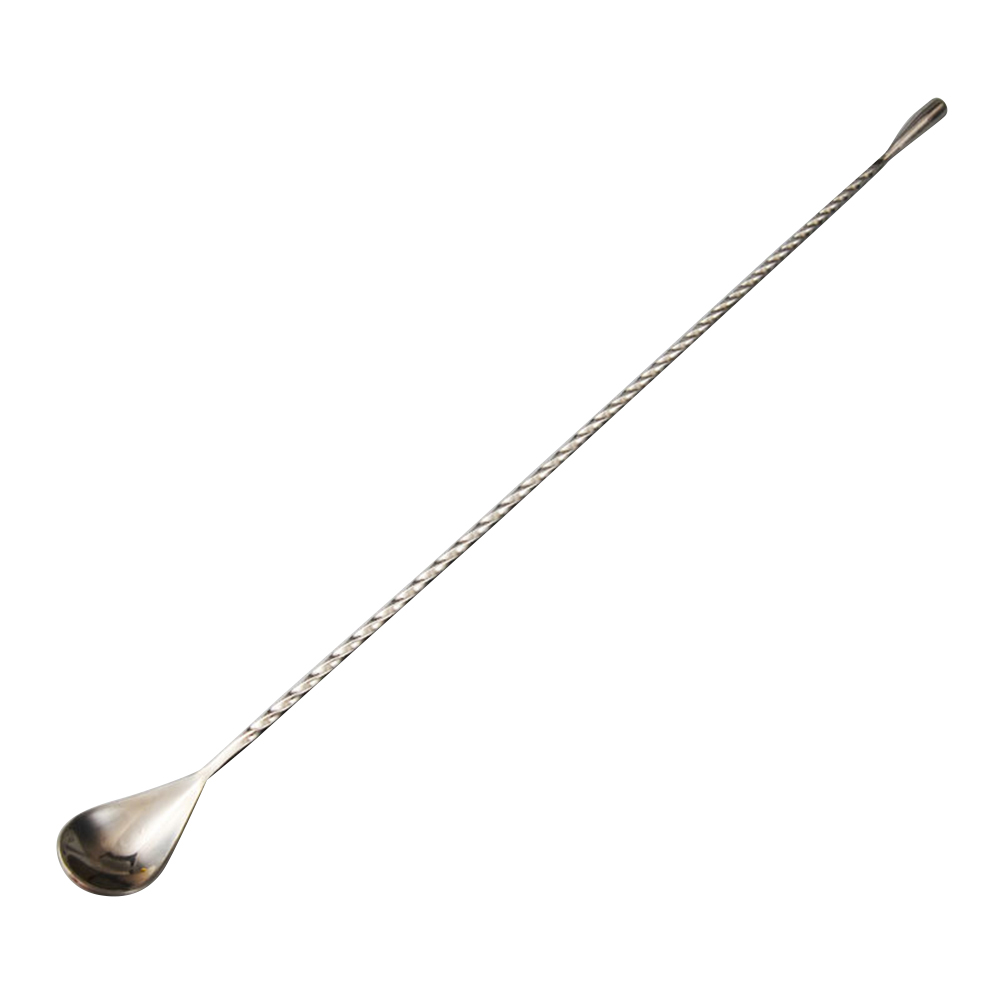 Rustfrit stål spiral langt håndtag blanding rør cocktail ske bar bartender værktøj blanding rør cocktail ske bar bartender værktøj: Sølv 40cm