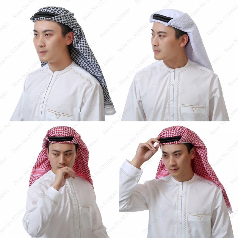 Arabisk muslim til mænd abaya arabisk hoved tørklæde bøn hatte islamisk tøj turban dubai hijab 135*135cm mand kaftan kasket hovedstykke