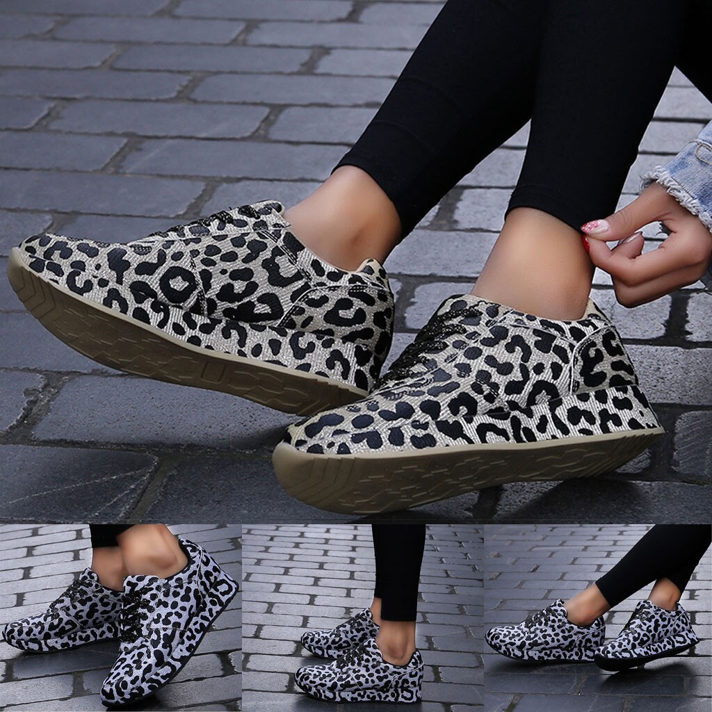 Women's Leopard Print shoes Wild Women's Sneakers Shoes Increased Casual Shoes sport shoes woman na platforme#G3