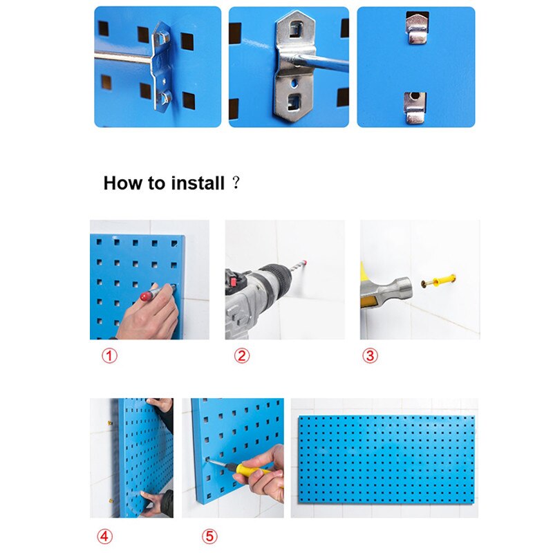 1Pc Board Muur Gemonteerde Gat Boord Haak Hardware Tool Opbergrek Toolbox Opknoping Boord Opknoping Boord Tool Opslag haakse Slijper