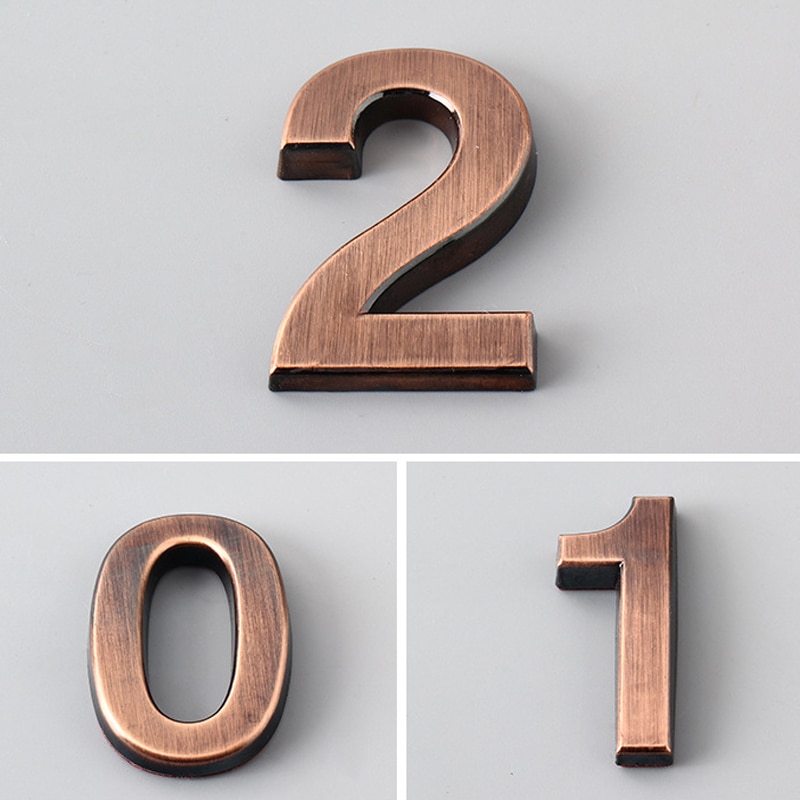 0-9 Vintage Bronze Numbers Sign Hotel Apartment Address Plaque Imitation Number Digits Sticker