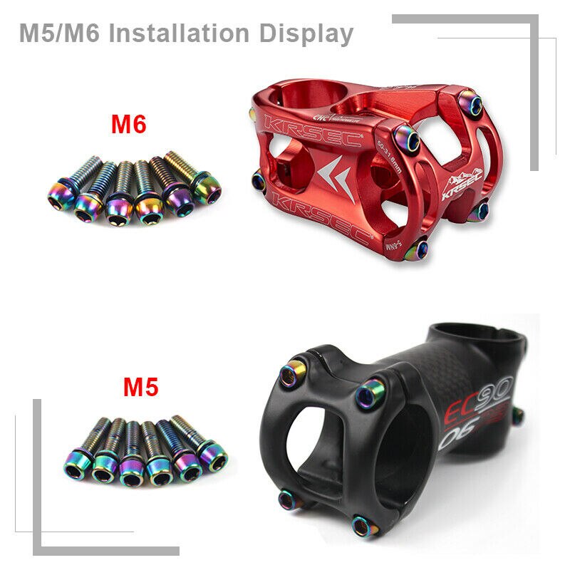 Krsec M6/M5 Stuurpen Bouten Titanium Kleur Mtb Fiets Stuurpen Schroeven Rvs Vaste Bout Stuurpen Schroef fietsen Onderdelen
